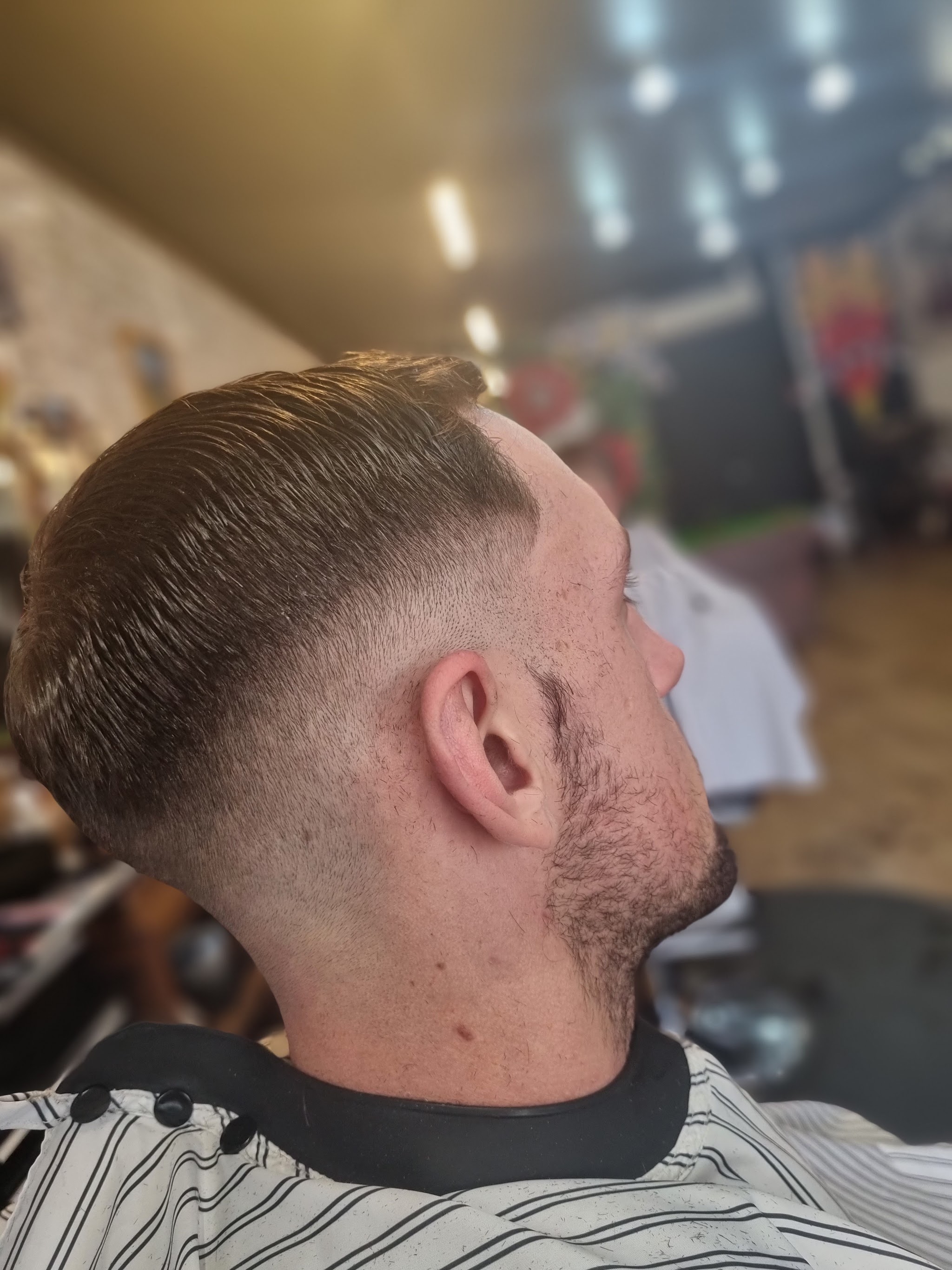 Close-up of a finished fade haircut at Brother Fox